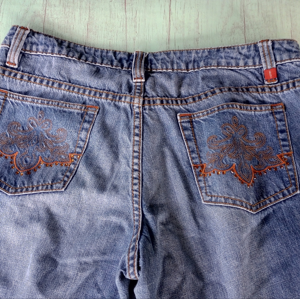 Espirit Jeans Womens Size 12 Wide Leg Orange Jeweled Pockets